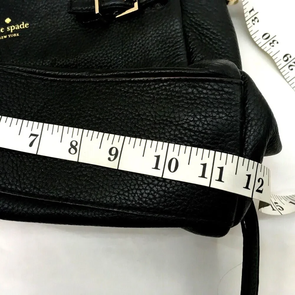 Kate Spade Handbag Black Pebbled Cow Leather Removable Strap Satchel Bag Purse